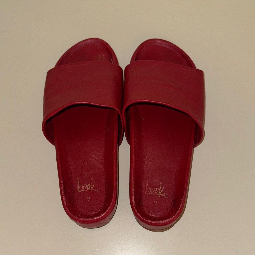 Beek Red Pelican Slide Sandals